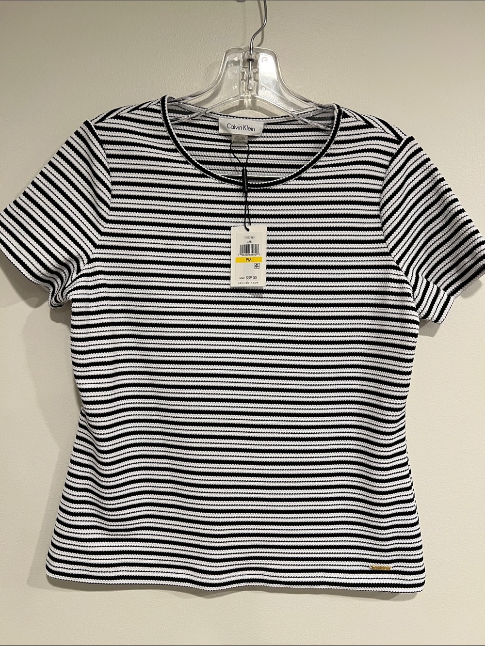 Calvin Klein Black & White Striped Short Sleeve Tee